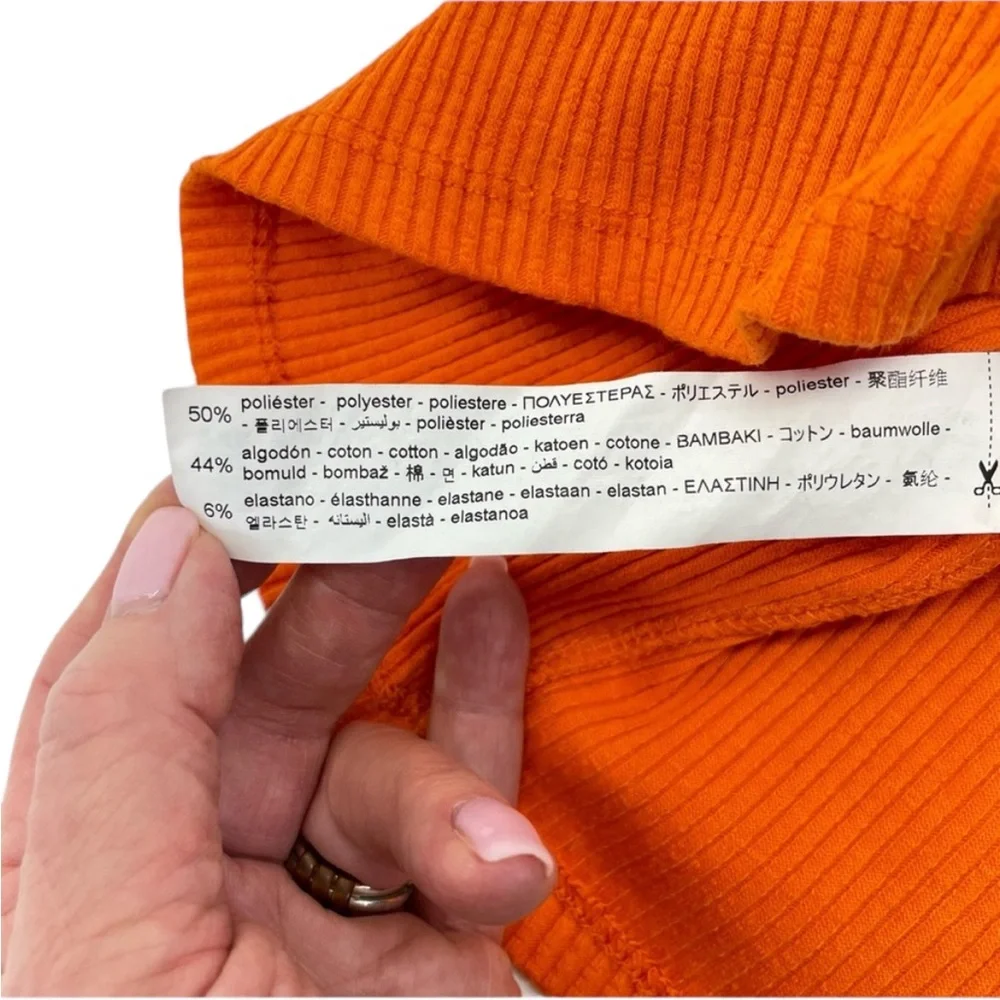 Zara Ribbed Cotton Halter Dress Large Orange - Picture 13 of 16